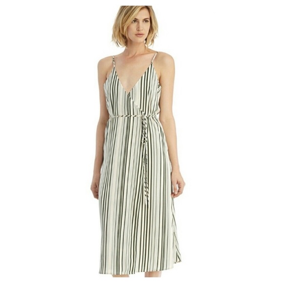 J.O.A. Dresses & Skirts - NWT JOA Striped Strappy Green Wrap Dress Medium